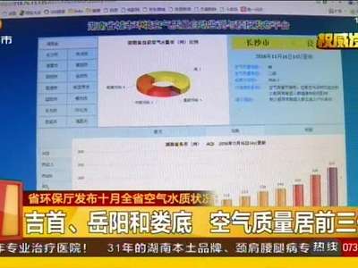 省环保厅发布十月全省空气水质状况