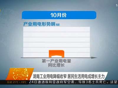 湖南工业用电降幅收窄 居民生活用电成增长主力