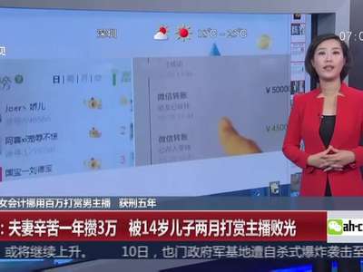 [视频]江苏：女会计挪用百万打赏男主播 获刑五年