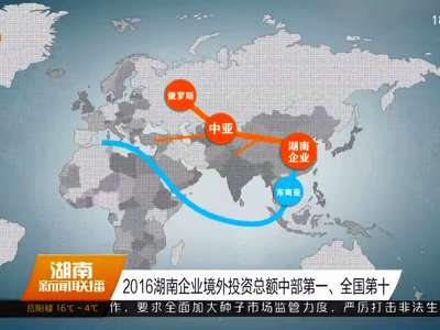2016湖南企业境外投资总额中部第一、全国第十