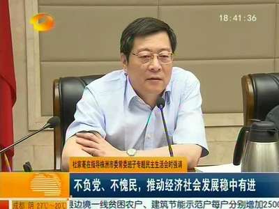 杜家毫在指导株洲市委常委班子专题民主生活会时强调：不负党、不愧民，推动经济社会发展稳中有进